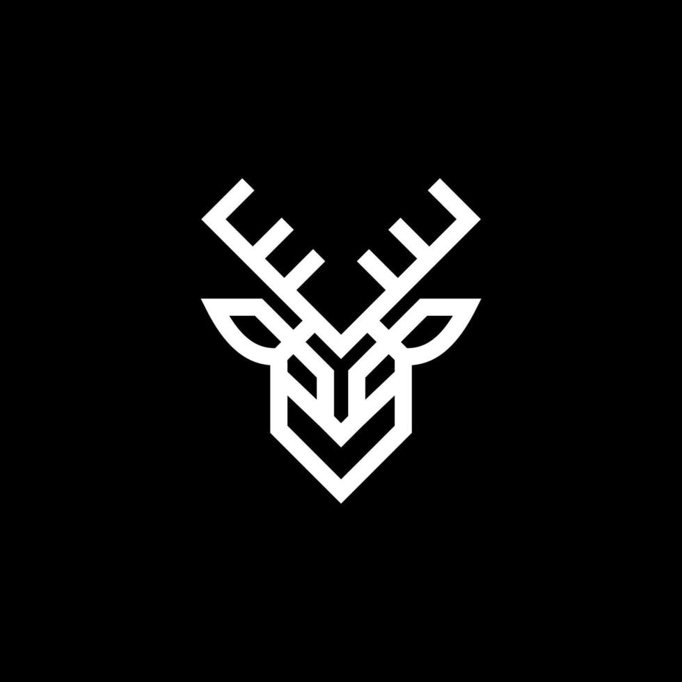 Deer Head logo, with simple minimalist modern bold black and white outline geometric style vector