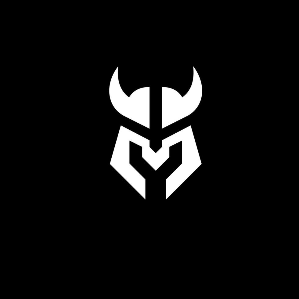 simple minimalist modern black and white bold viking head helmet logo vector