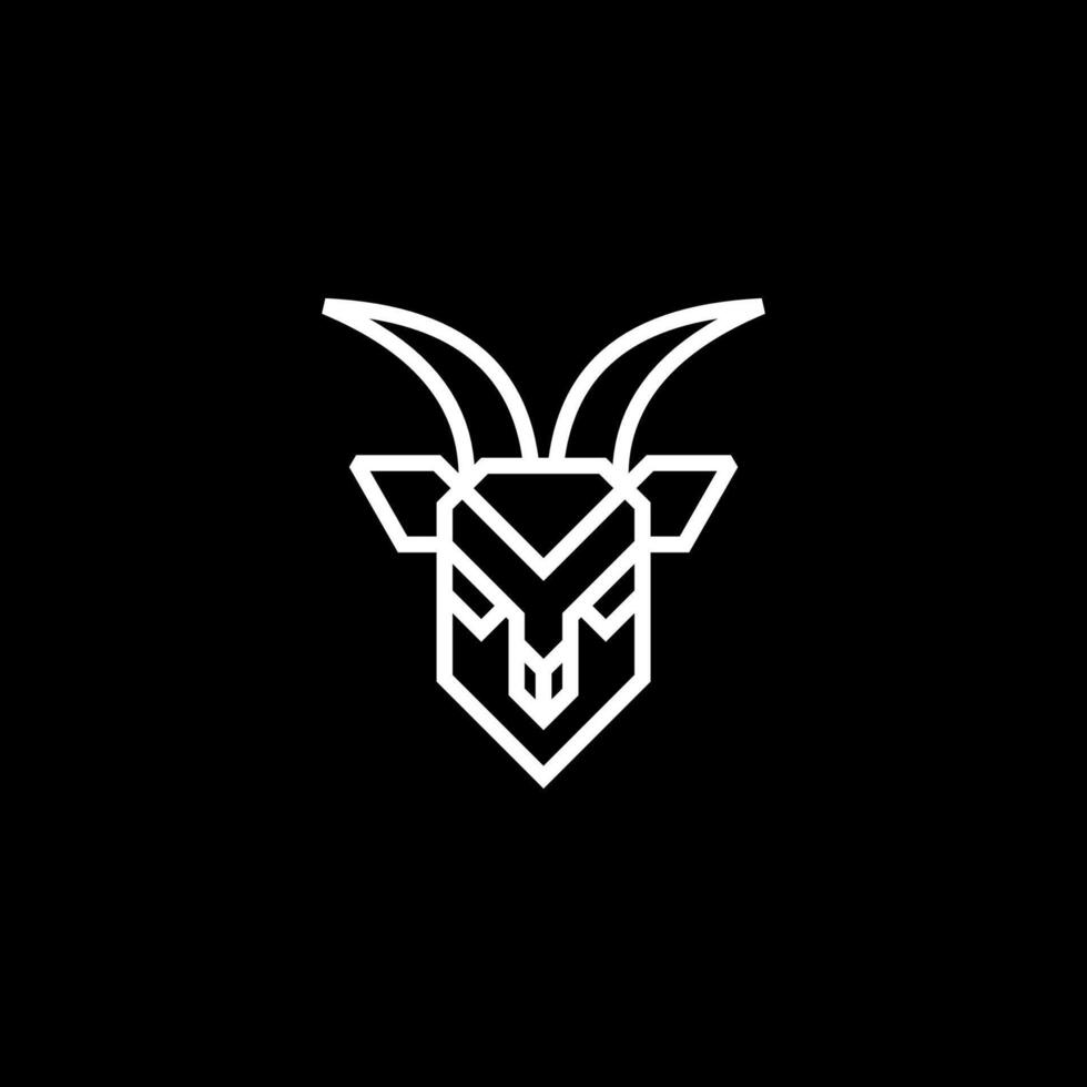 Clean and Simple Minimalist Outline or Line Art Style Logo Design Featuring a Goat Head or Deer Head, Perfect for Applications vector