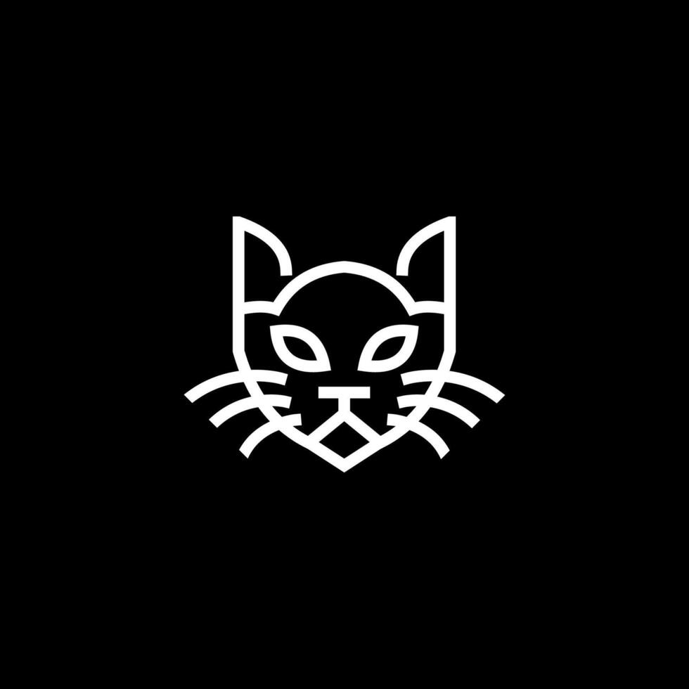 Simple and Modern Pet Shop Logo Highlighting a Cute Cat Head, Crafted in Minimalist Black and White Flat Line Art Style for a Clean and Elegant Look vector