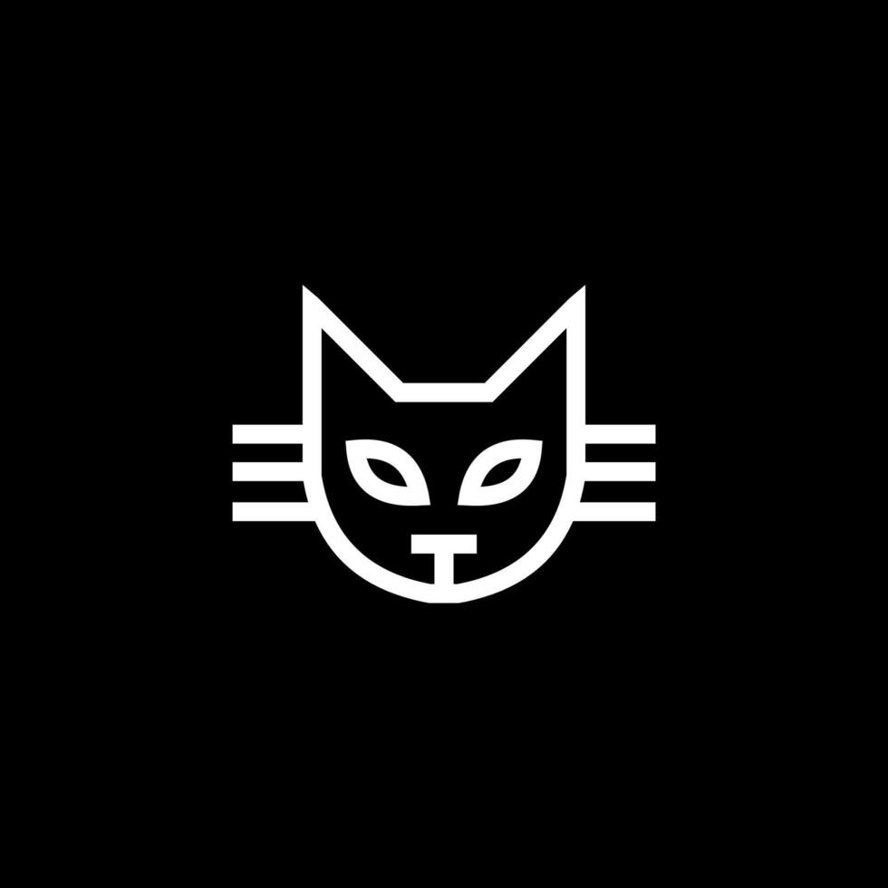 Charming Minimalist Pet Shop Logo Featuring a Cute Cat Head in Modern Flat Line Art Style, with a Simple Black and White Design for a Clean and Contemporary Look vector