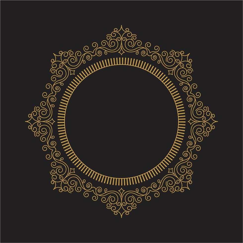 Golden frame on black background vector