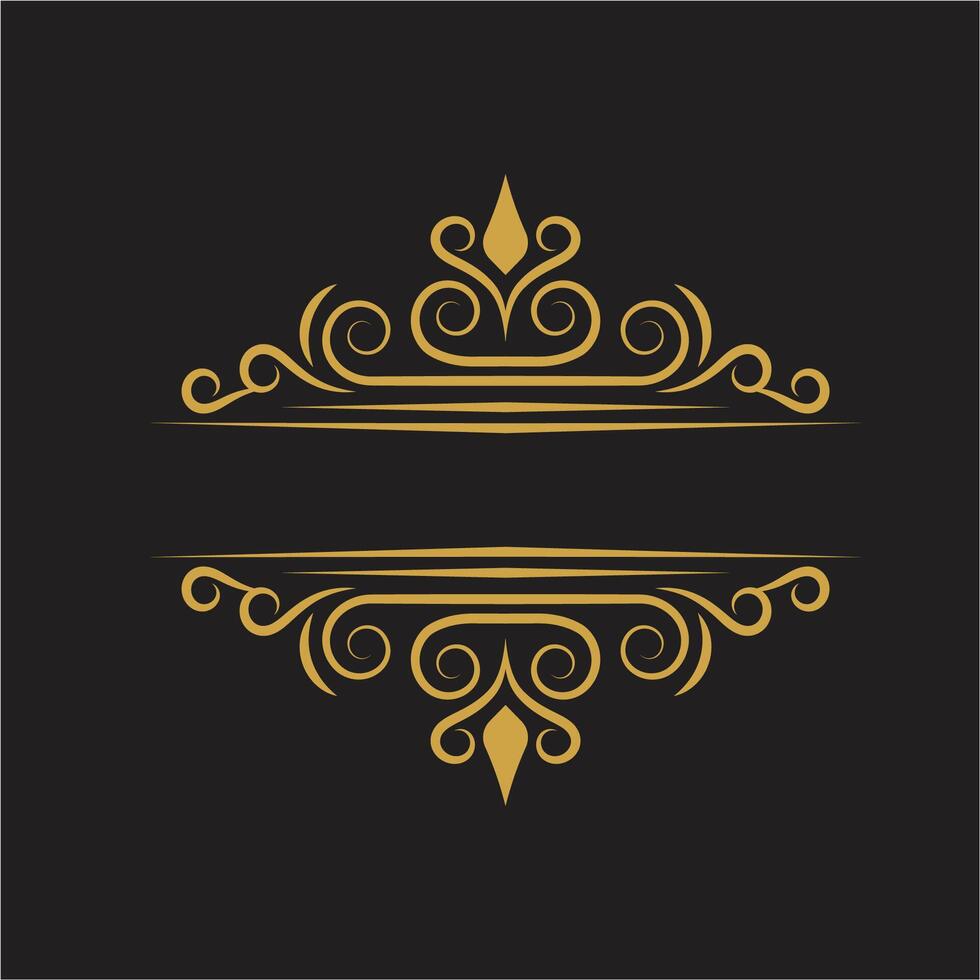 Golden vintage frame on black background vector