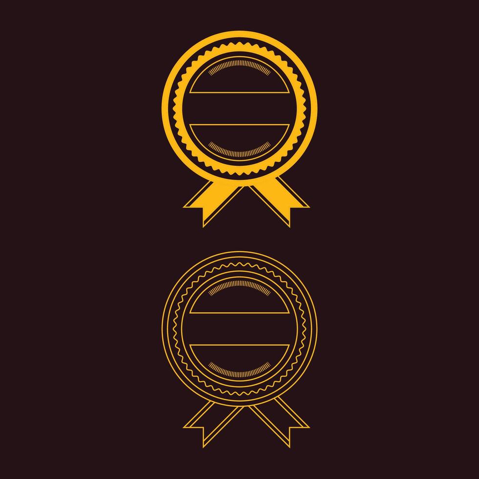 Two badges with ribbons and a ribbon on a black background vector