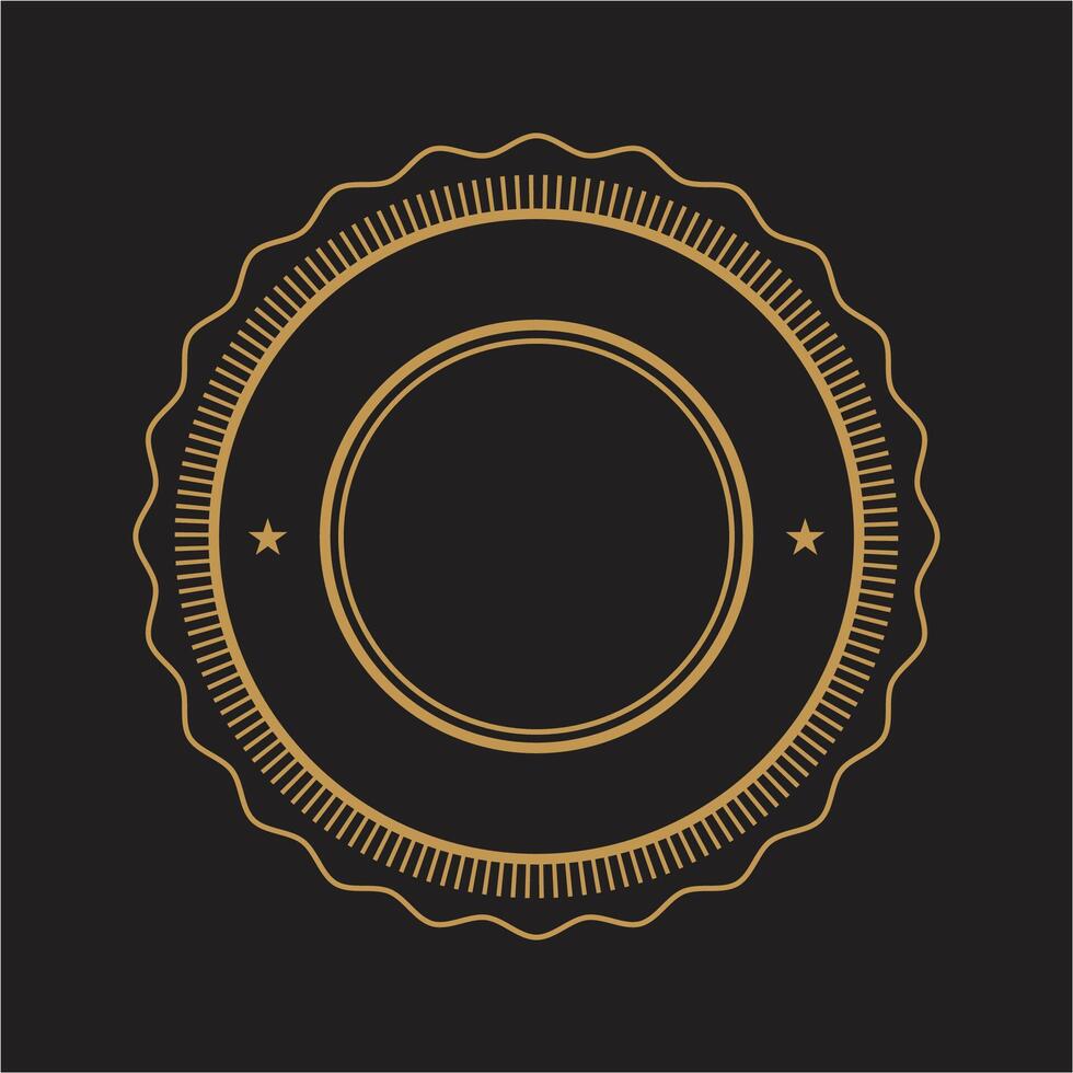 Golden circle badge on black background vector