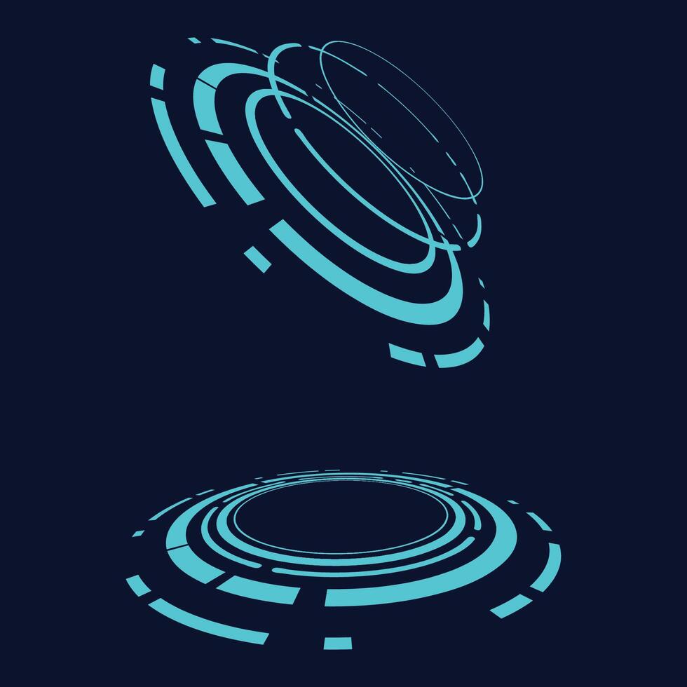 A futuristic blue circular design with circles vector
