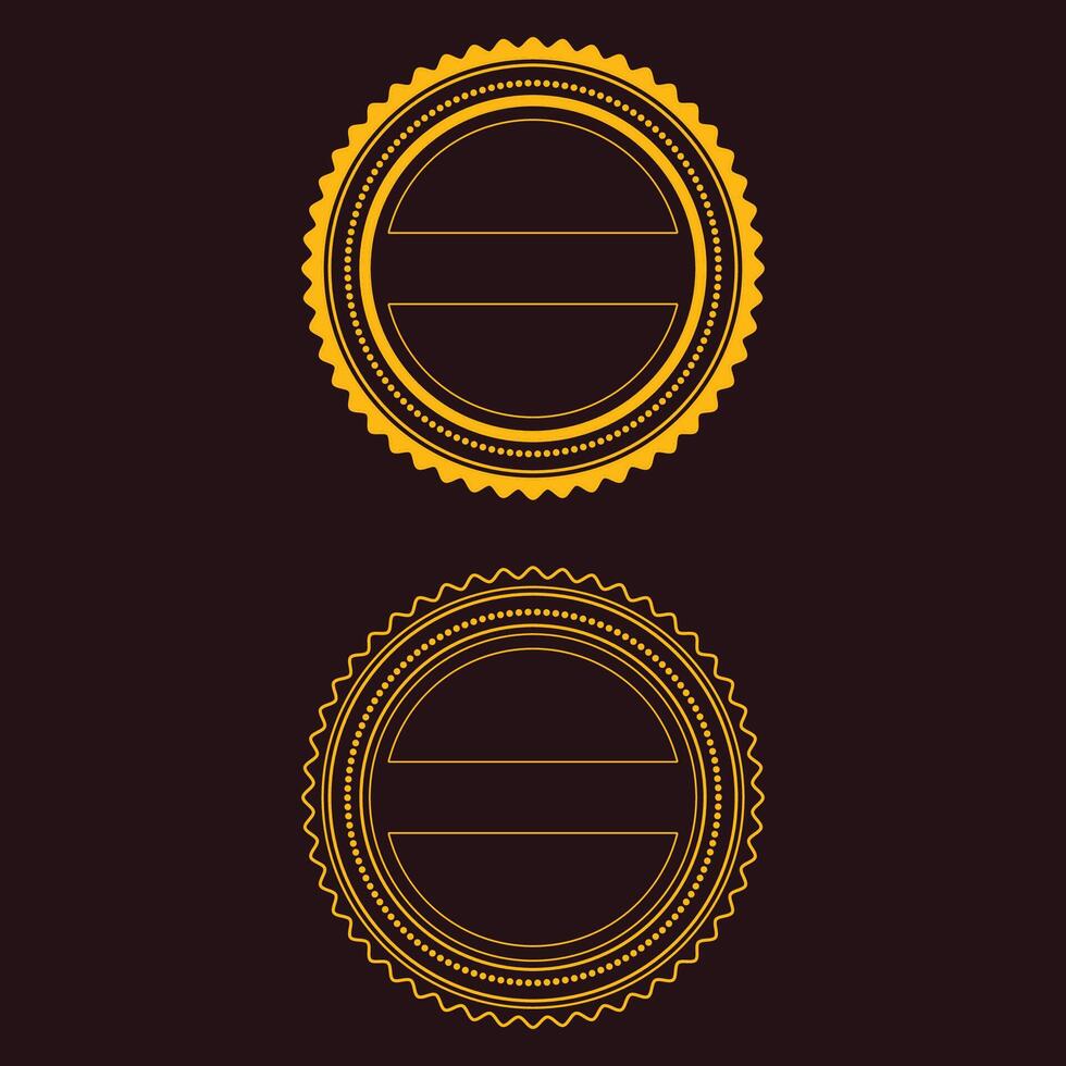 Golden and black circular badges vector
