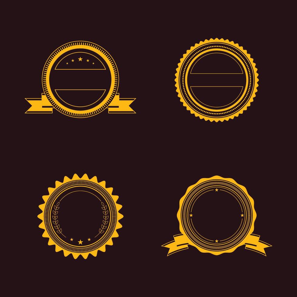 Set of four gold badges on a black background vector