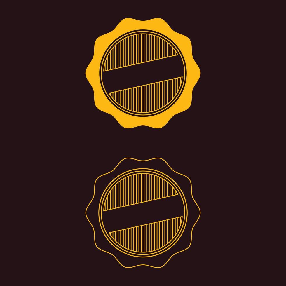 Two badges with a black background and a yellow background vector