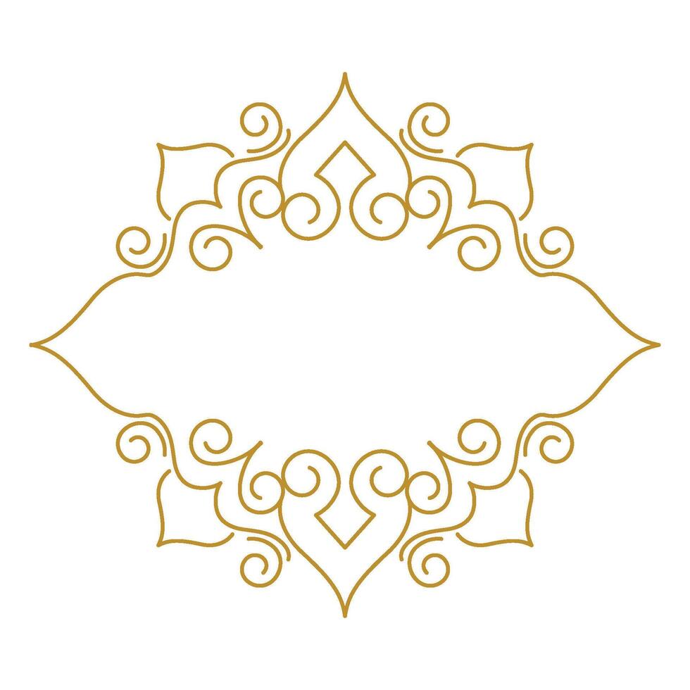 Golden ornate frame with swirls on a white background vector