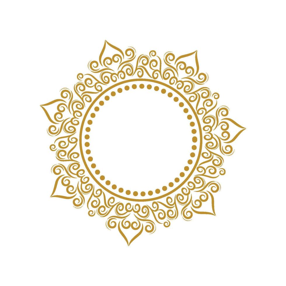 Golden circular frame with a floral design vector