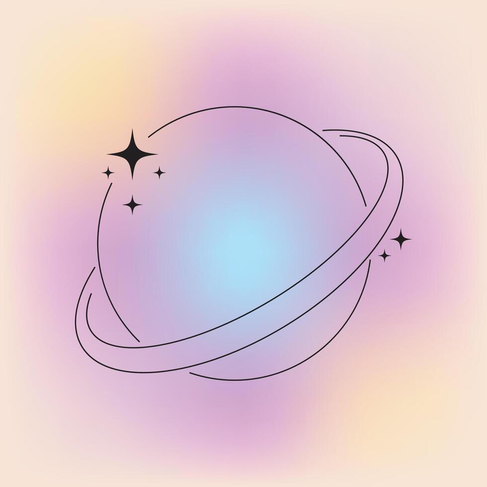 A drawing of a planet with stars on it vector
