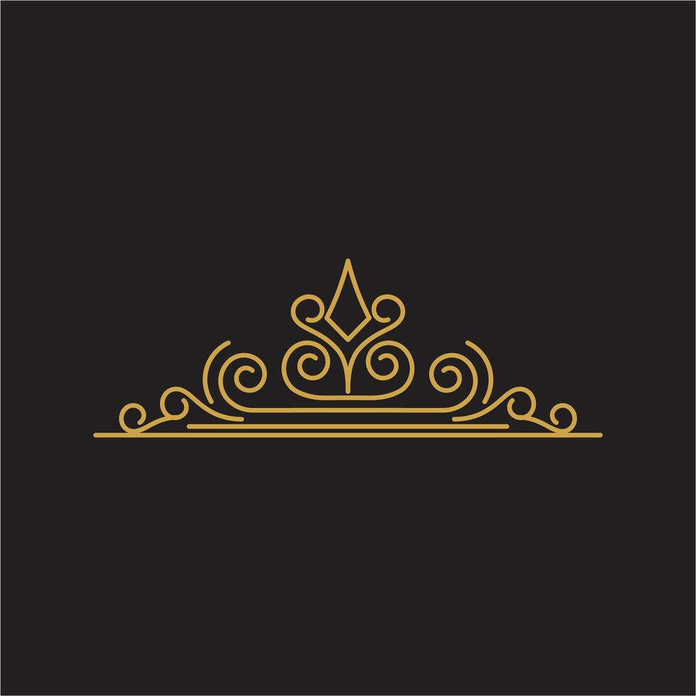 Golden crown logo design on black background vector