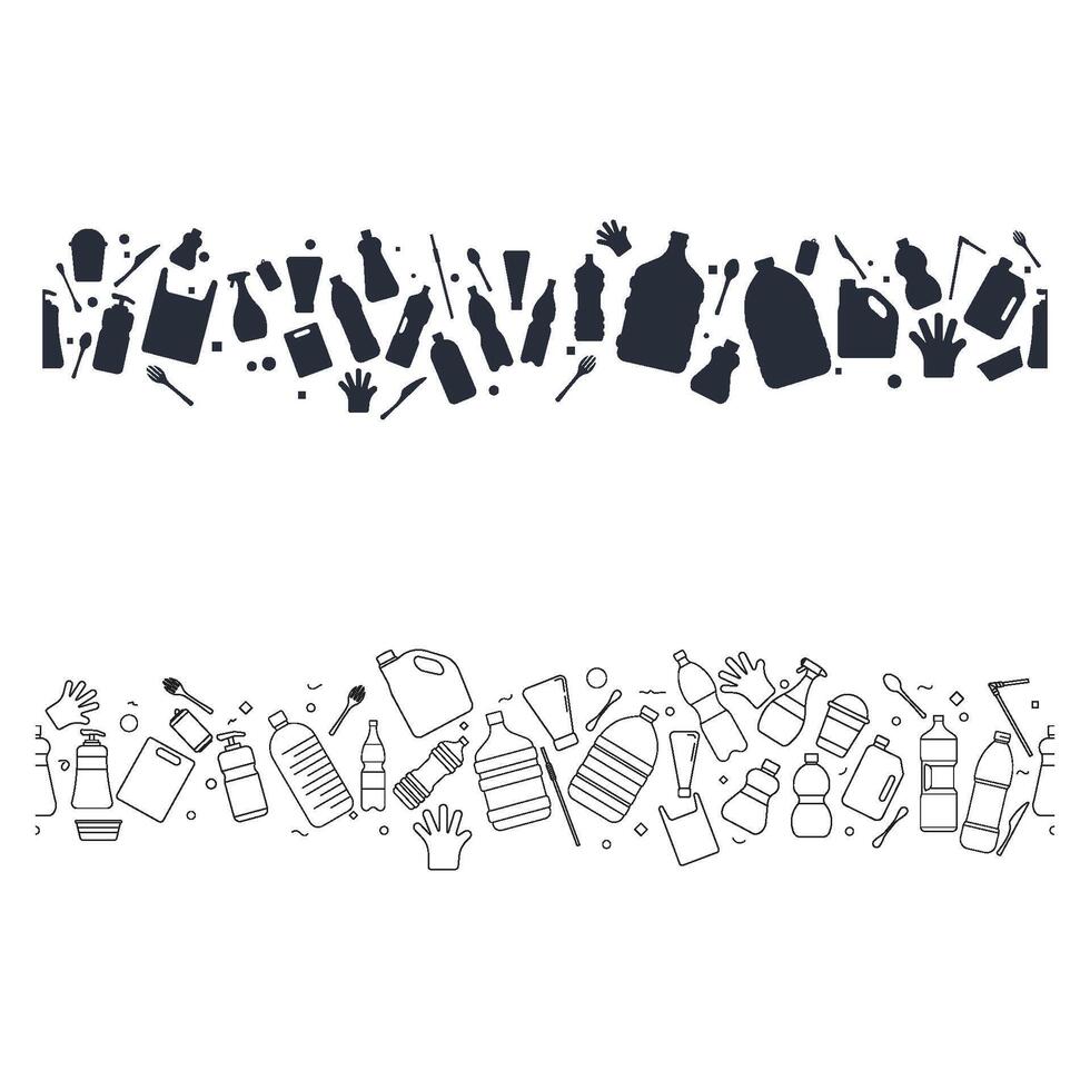 A set of black and white icons of cleaning supplies vector