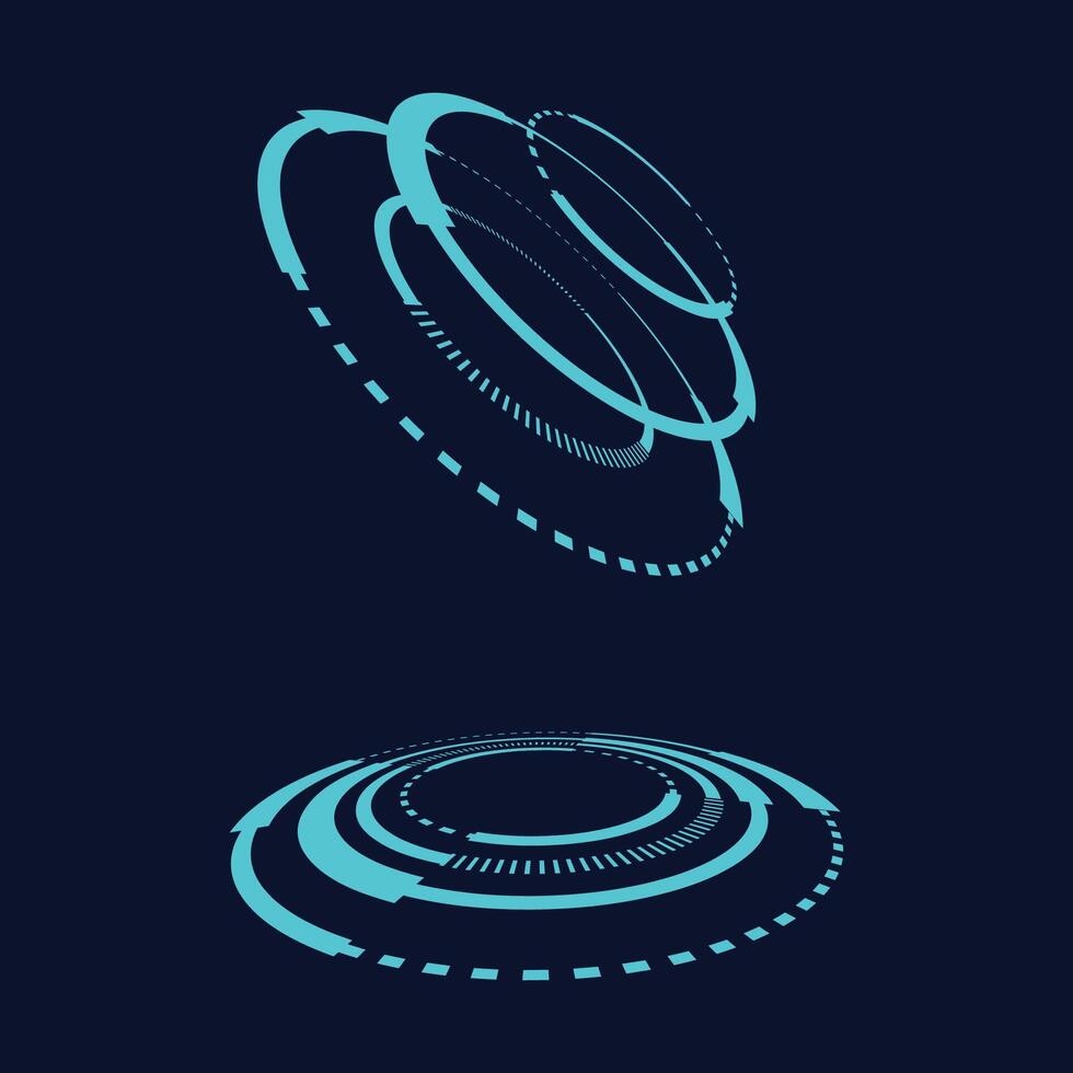 A futuristic blue circular design with circles vector