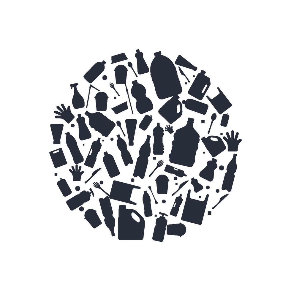 A circle with various cleaning products in it vector