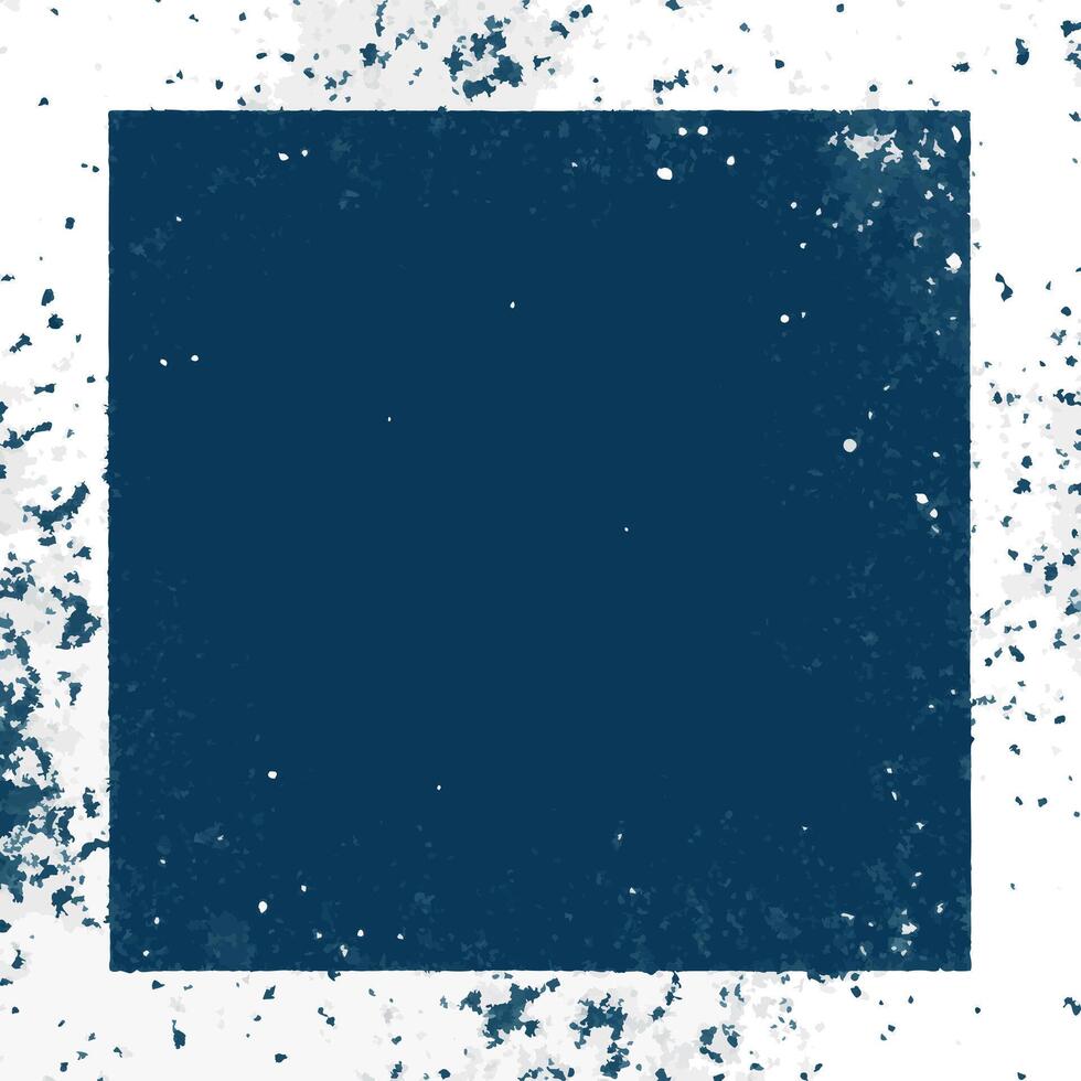 A blue square with paint splatters on it vector