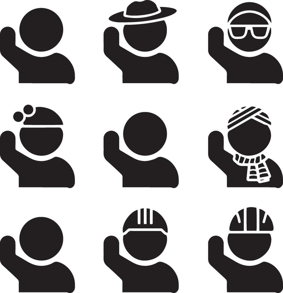 The elements include a person with a hand raised vector