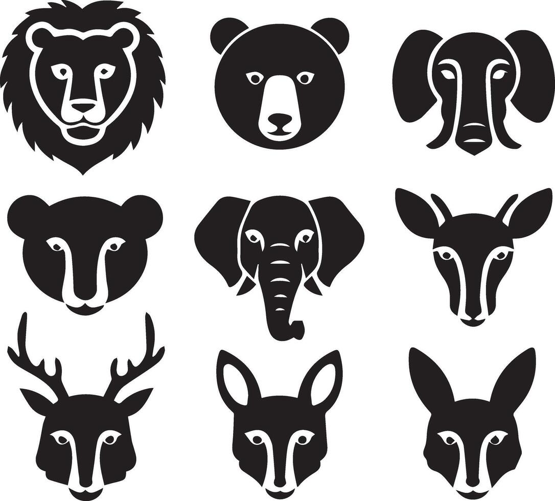 Flat Animal Icon Pack, Vibrant, Minimalist Icons for Nature and Wildlife Themes vector