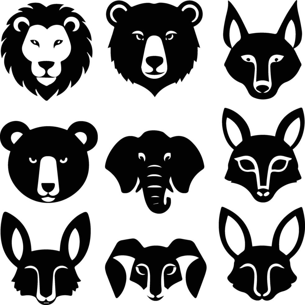 Playful Animal Icons, A Modern Flat Design Collection of Wildlife Illustrations vector