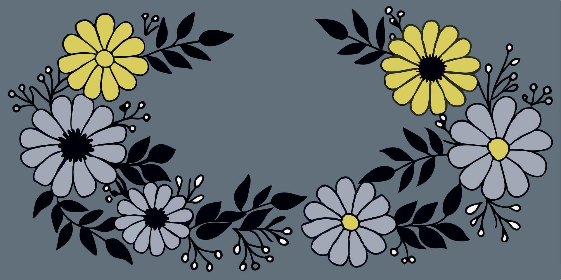 A wreath of flowers on a gray background vector