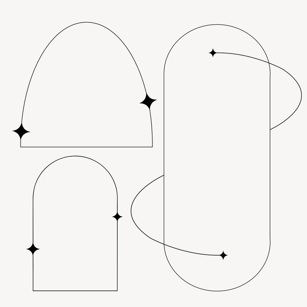 Line frame has a sparkling light symbol on the frame. vector