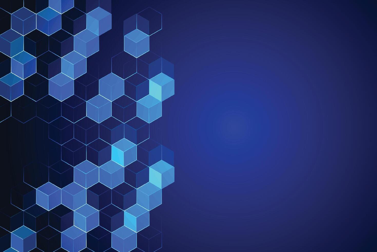 Abstract hexagonal molecular structures in technology background and science style. Medical design vector