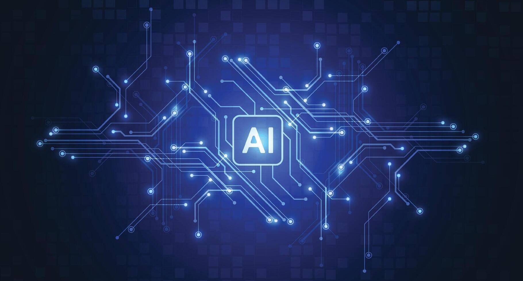 Artificial intelligence chipset on circuit board in futuristic concept technology artwork for web, banner, card, cover vector