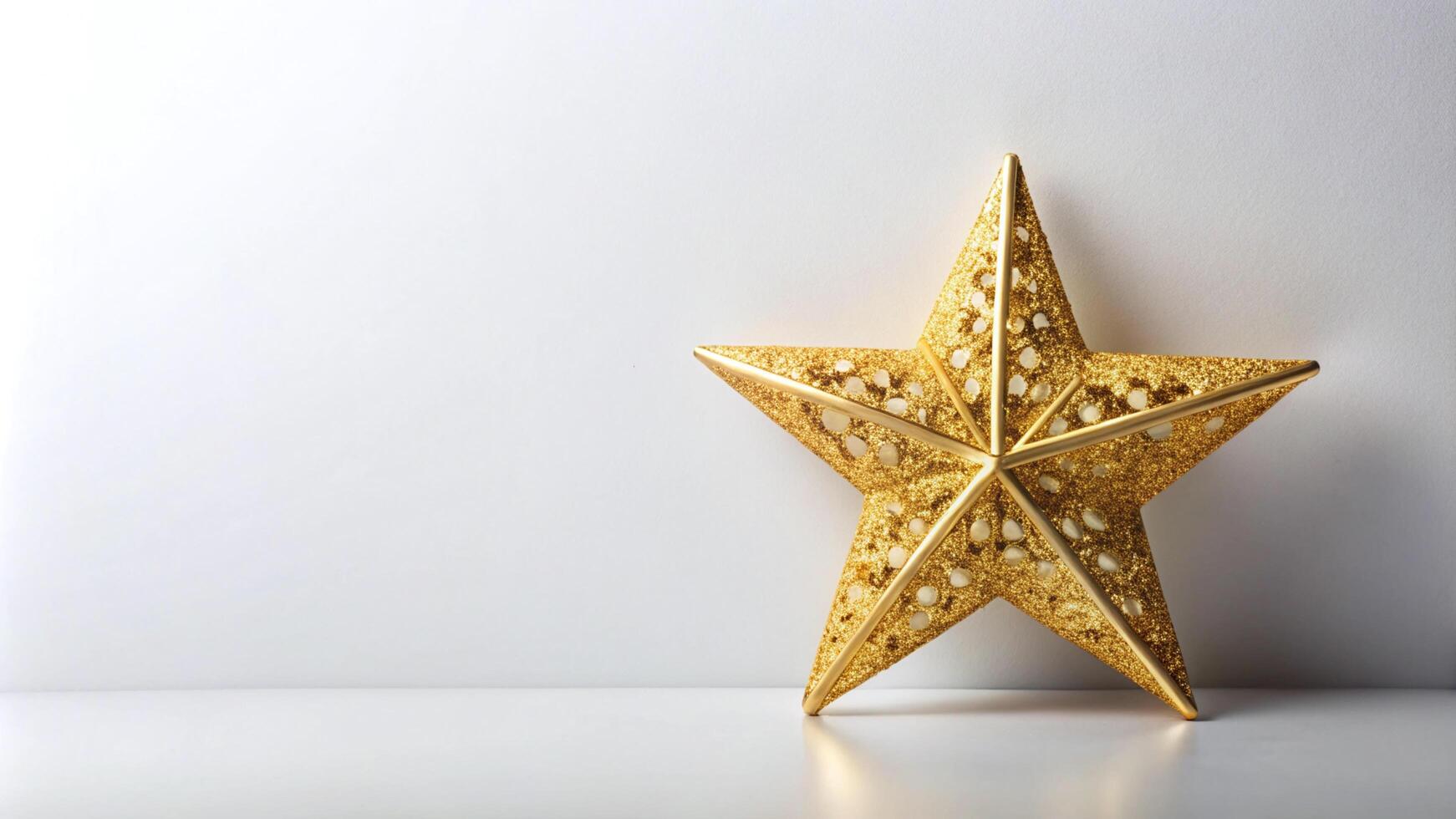 Gold Star Christmas Decoration Against a Plain White Background photo