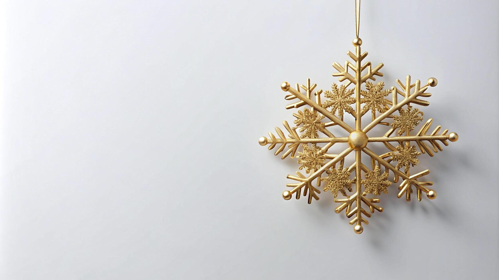 Gold Snowflake Ornament on Clean White Background photo