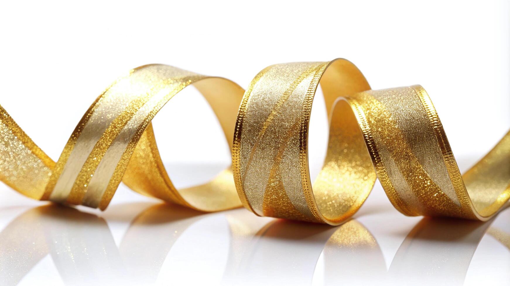 Golden Christmas Ribbon White Background photo