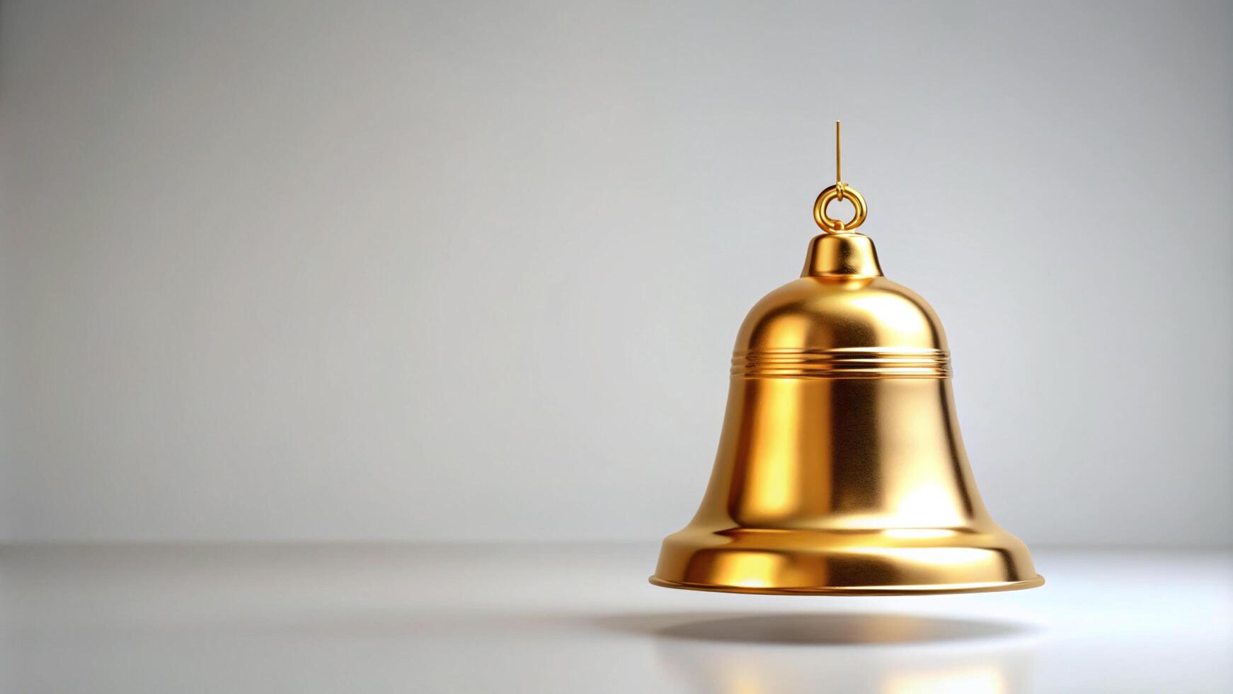 Golden Christmas Bell on Plain White Background photo
