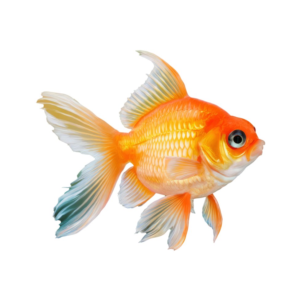 A vibrant goldfish swims gracefully against a white background png