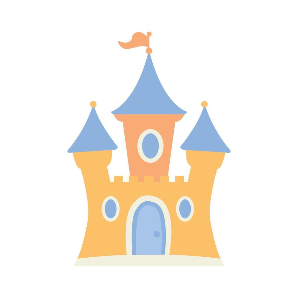 Castle Palace Kingdom Fort Historic Heritage Building Architecture with Flag vector