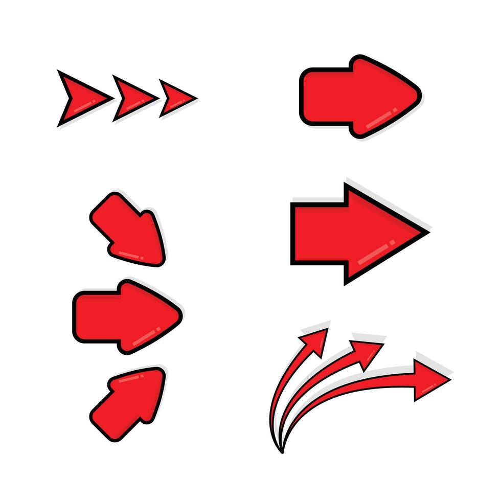 Set of cute red arrow, illustration of red arrows for mobile concept and web design vector