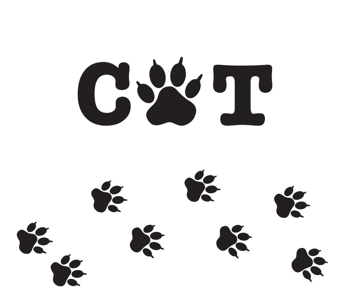 Paw prints of a coca. Black silhouette of a path of cat tracks. Frame with pet tracks for shop-windows, websites, etc. vector