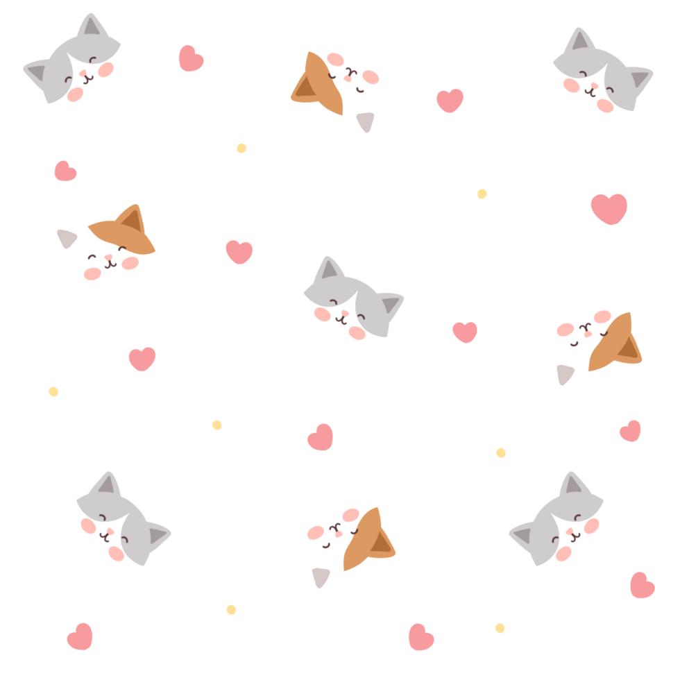 cute cat seamless pattern with love icon png