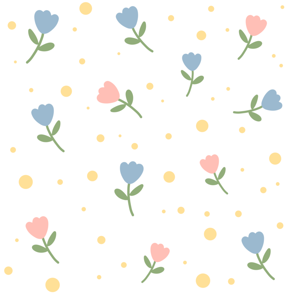 cute aesthetic colorful flowers seamless pattern png