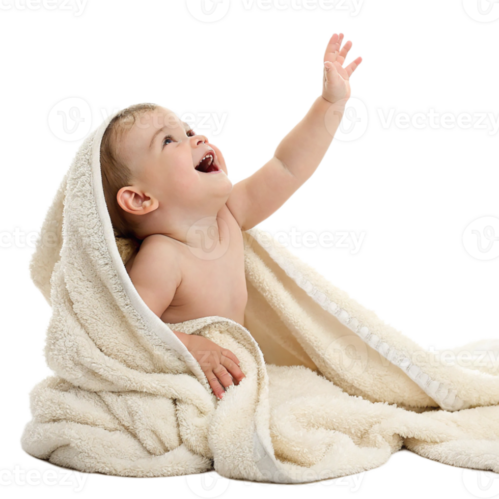 cute baby laughing and reaching up while sitting png