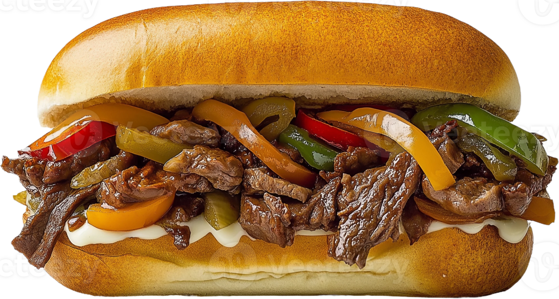 A beef sandwich with peppers and onions png