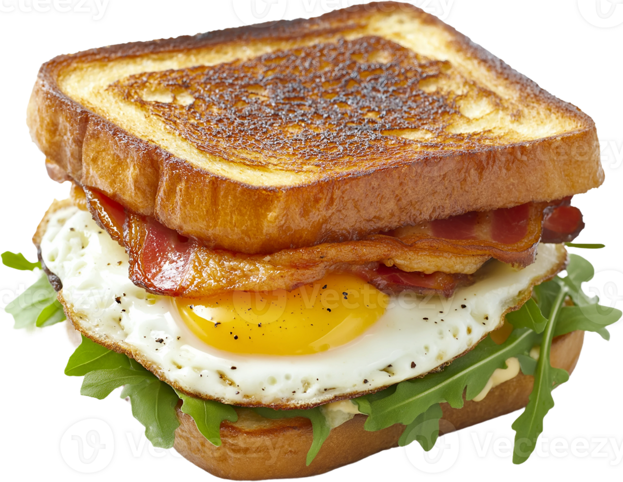 A sandwich with bacon, eggs and lettuce png