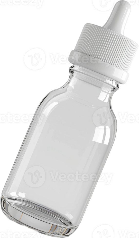 A clear glass bottle with a white lid png