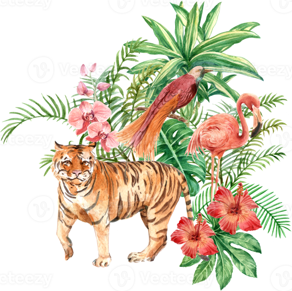 Tropical bouquet watercolor decoration png