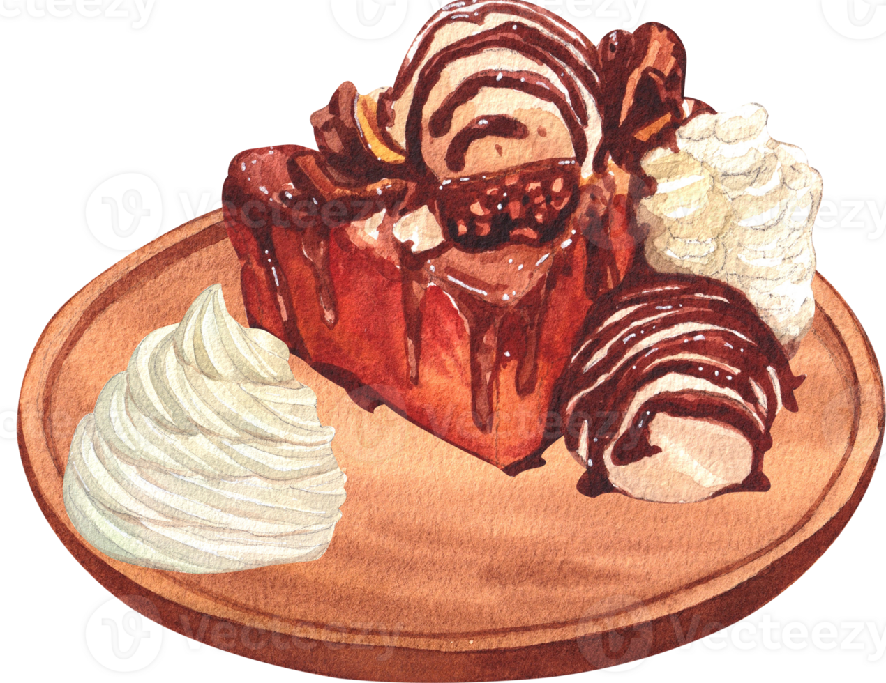 Handdrawn Toast Ice cream watercolor png