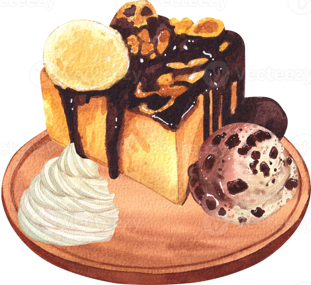 Handdrawn Toast Ice cream watercolor png