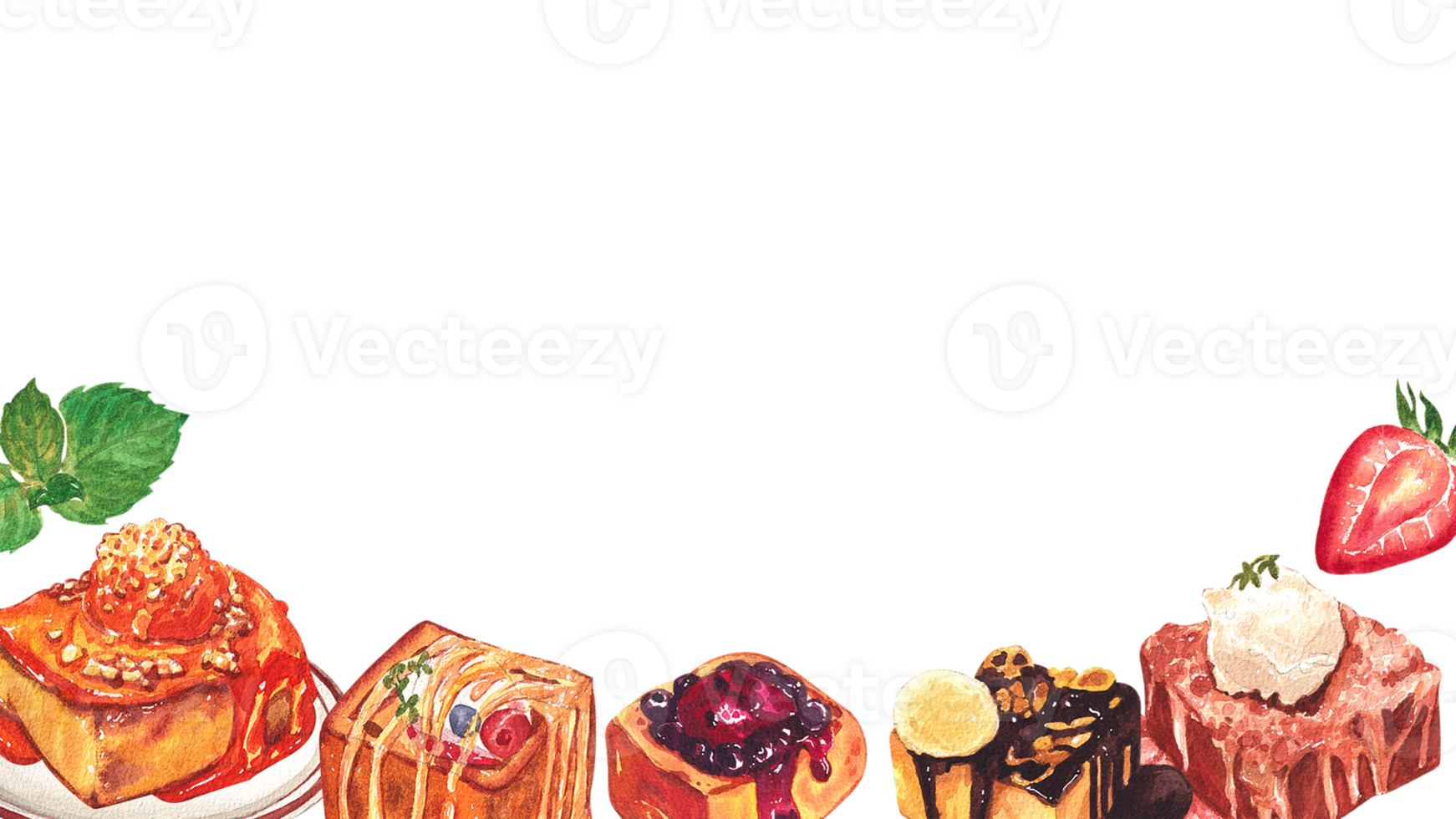 Handdrawn of frame Toast Ice cream watercolor png