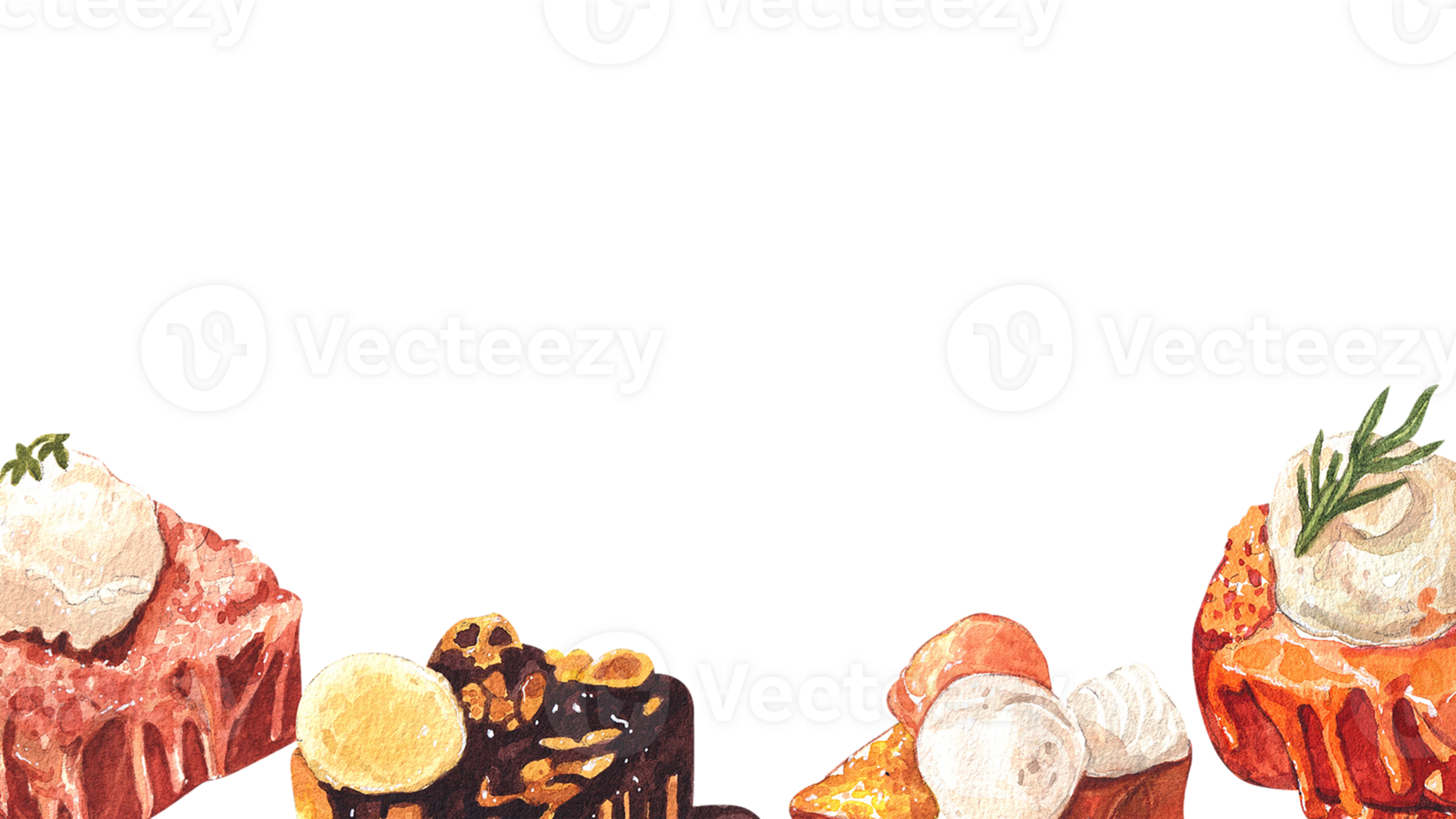 Handdrawn of frame Toast Ice cream watercolor png