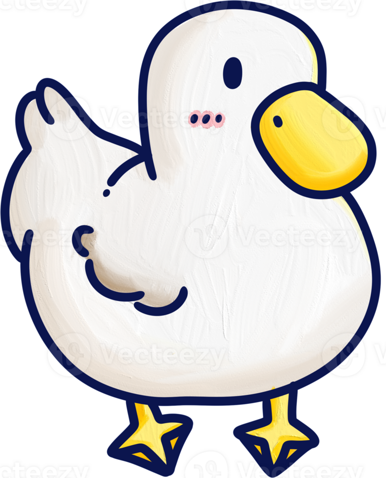 Handdrawn White duck png