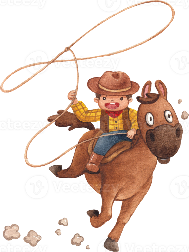 Handdrawn cowboy watercolor png