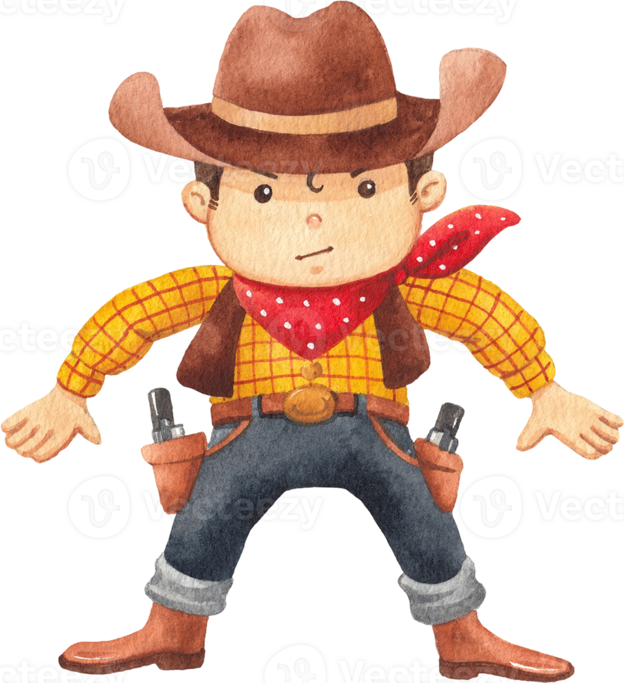 Handdrawn cowboy watercolor png